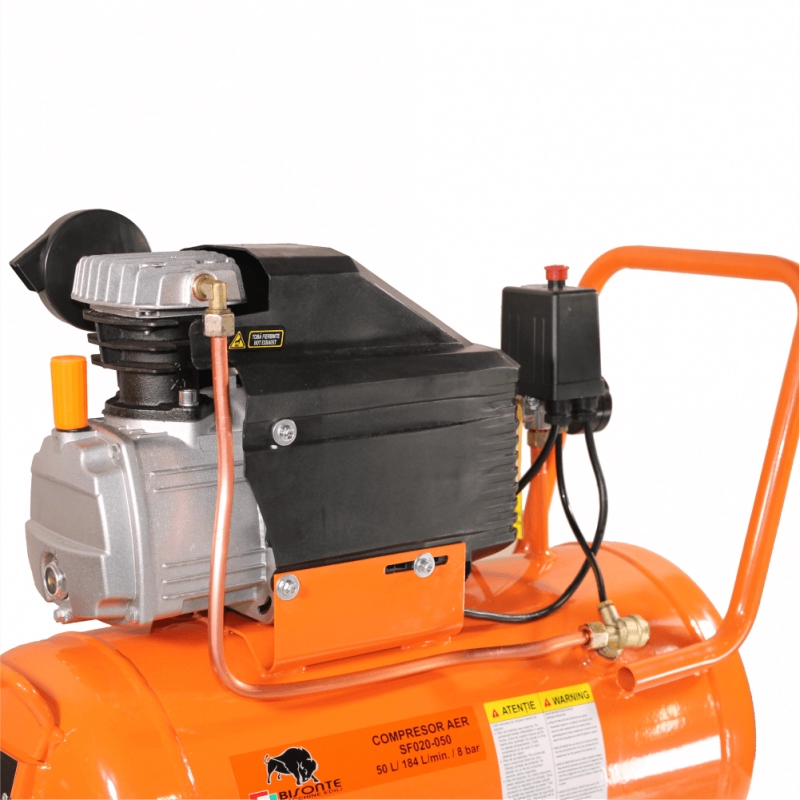 Compresor de aer cu piston BISONTE SF020-050 cu ulei debit 187 l/min presiune 8 bar 230V motor 2 CP
