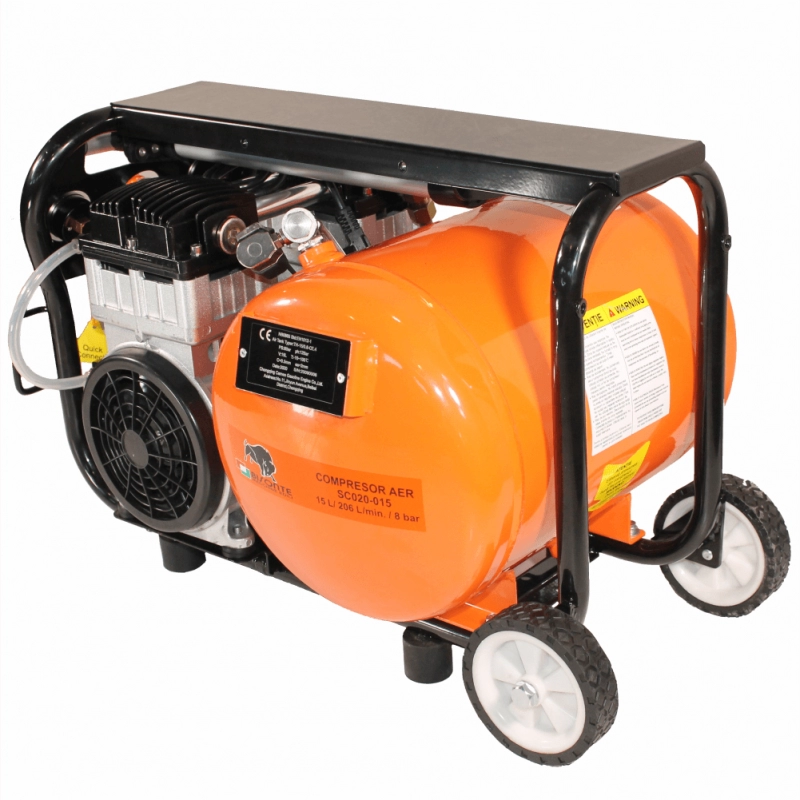 Compresor de aer cu piston BISONTE SC020-015 fara ulei debit 206 l/min presiune 8 bar 230V motor 2 CP