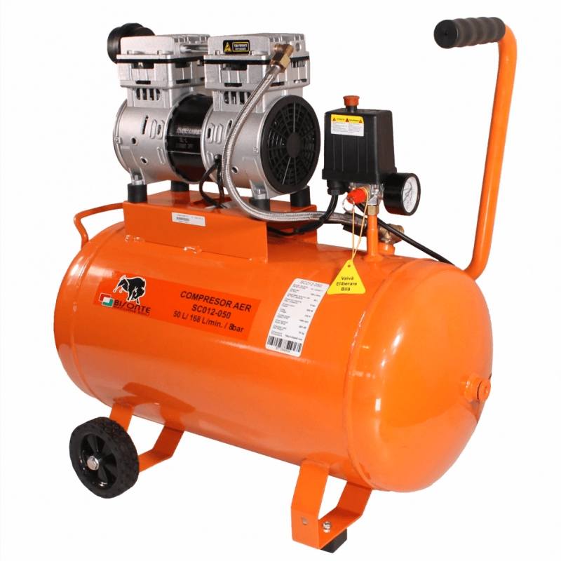 Compresor de aer cu piston BISONTE SC012-50 fara ulei debit 168 l/min presiune 8 bar 230V motor 1,2 CP