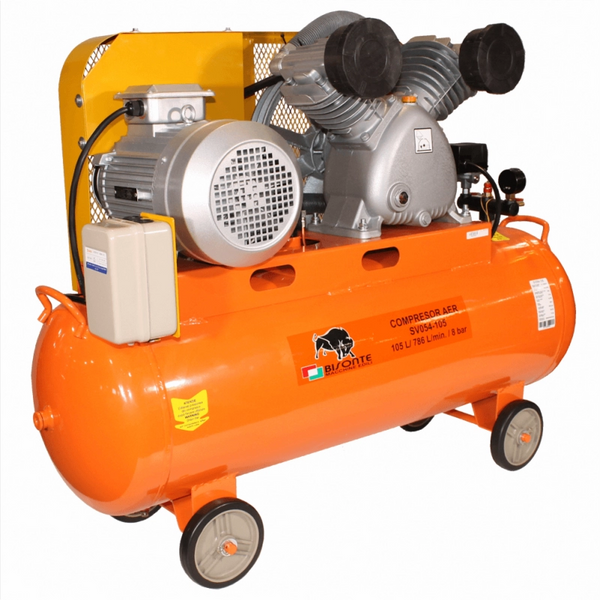 Compresor de aer cu piston BISONTE SV54-105 cu ulei debit 786 l/min presiune 8 bar 400V motor 5,5 CP