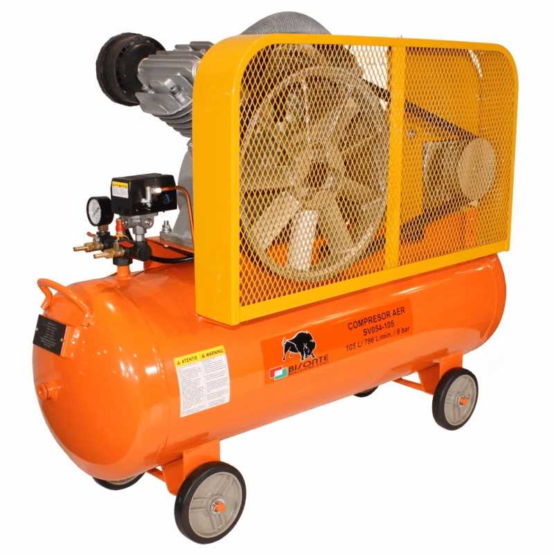 Compresor de aer cu piston BISONTE SV54-105 cu ulei debit 786 l/min presiune 8 bar 400V motor 5,5 CP