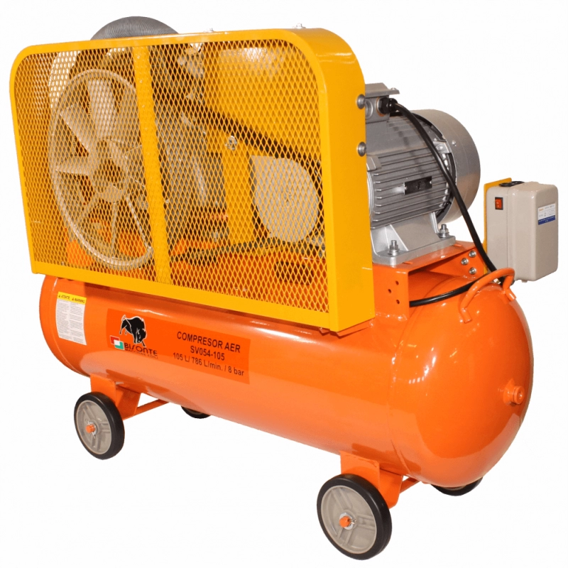 Compresor de aer cu piston BISONTE SV54-105 cu ulei debit 786 l/min presiune 8 bar 400V motor 5,5 CP