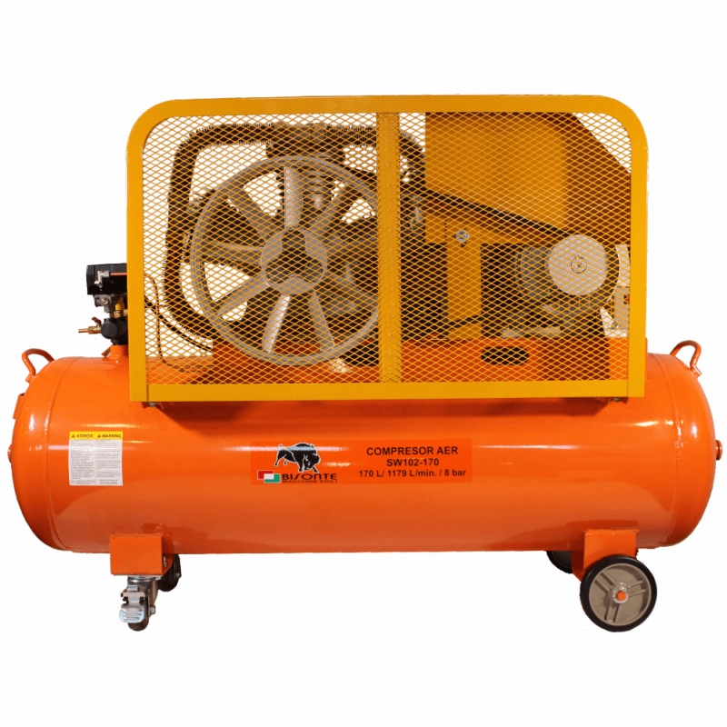 Compresor de aer cu piston BISONTE SW102-170 cu ulei debit 1179 l/min presiune 8 bar 400V motor 10 CP