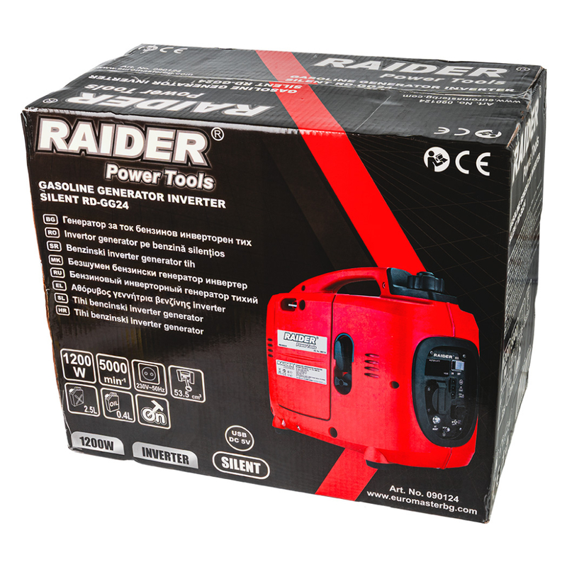 Generator de curent tip inverter Raider RD-GG24 putere 1.2 kW benzina