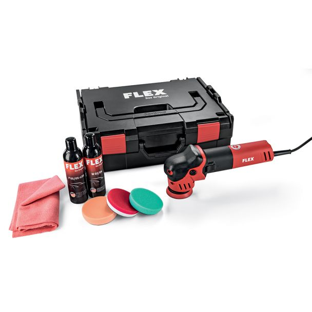 Set premium masina de polisat orbitala Flex XFE 7-12 80 P-Set 230/CEE 700 W 80 mm orbita 12 mm cutie transport L-BOXX dual action