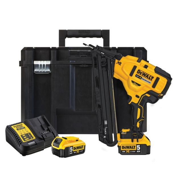 Ciocan de batut cuie Dewalt DCN650P2 cu 2 acumulatori Li-Ion 18 V/5.0 Ah cuie 1.8 / 32 - 63 mm capacitate magazie 110 buc valiza de transport