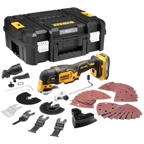 Masina multifunctionala Dewalt DCS356E1T cu 1 acumulator PowerStack 18V / 1.7Ah in cutie TSTAK II