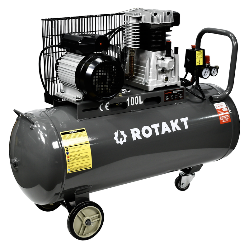 Compresor Rotakt ROCP‑S100 Cu 2 Pistoane Putere 2.2 kW Presiune 10 bar Debit 250 l/min Capacitate 100l