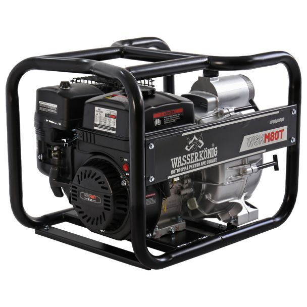 Motopompa 3" pentru apa murdara Wasserkonig WSKM80T maxim 55 m³/ora inaltime refulare max 30 m motor euro V benzina putere 7 CP
