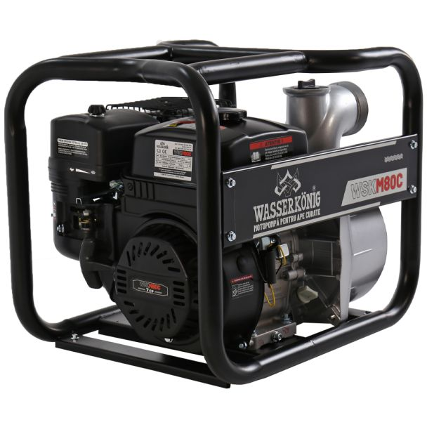 Motopompa 3" Wasserkonig WSKM80C maxim 55 m³/ora inaltime refulare max 30 m motor euro V benzina putere 7 CP