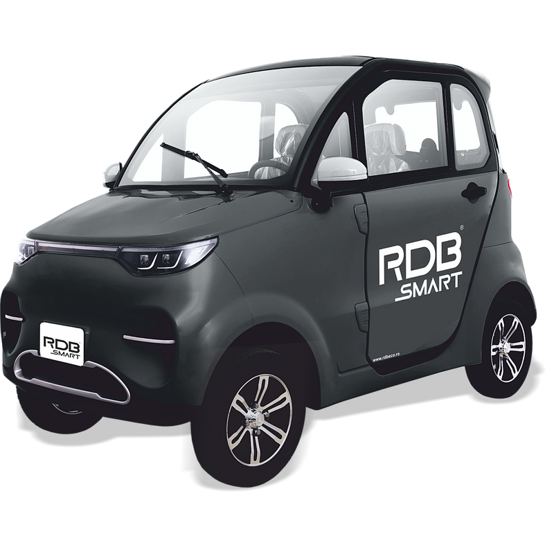 Masina electrica RDB SMART PRO 1600W viteza 25 km/h autonomie 100-120 km aer conditionat fara permis-Gri