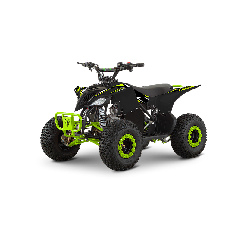ATV pentru copii RDB-AZ110 benzina pornire electrica viteza 45 km/h 110cc 4T roti 16x8-7-Negru/Verde