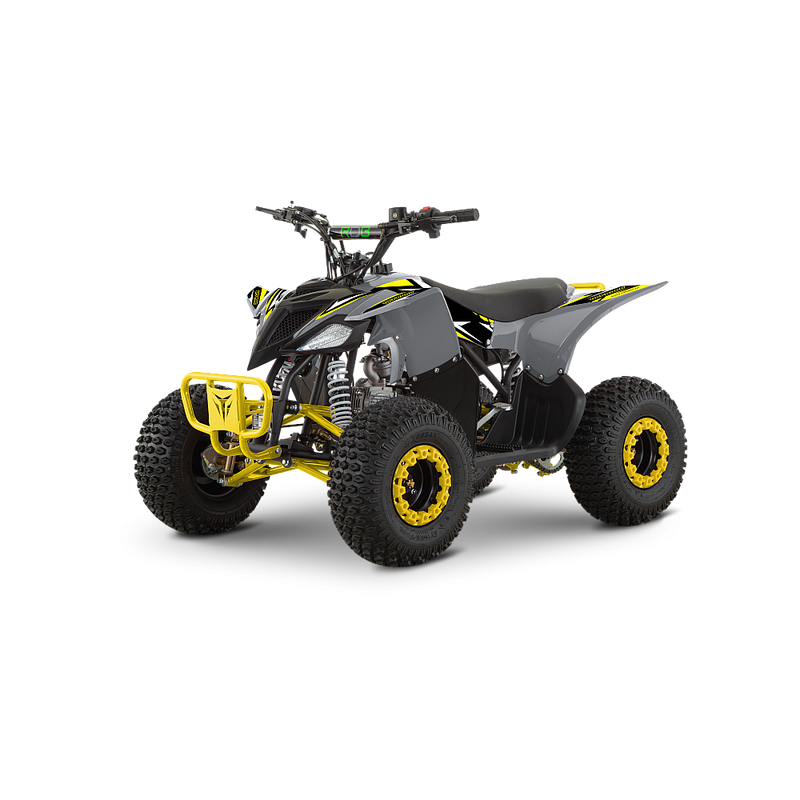 ATV pentru copii RDB-AZ110 benzina pornire electrica viteza 45 km/h 110cc 4T roti 16x8-7-Gri/Galben