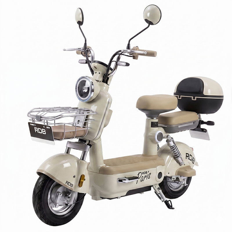 Scuter Electric RDB PARIS+ putere 600W viteza 25 km/h autonomie 40-50 km 48V 20Ah fara permis-Alb