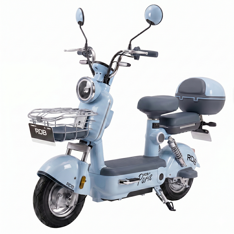 Scuter Electric RDB PARIS+ putere 600W viteza 25 km/h autonomie 40-50 km 48V 20Ah fara permis-Albastru deschis