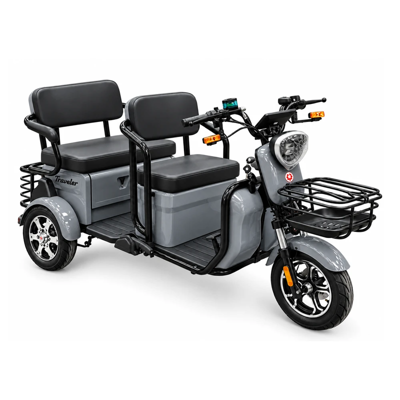 Tricicleta electrica  Rotakt Traveler motor 1200W viteza 25km/h autonomie 47km 72V/20Ah fara permis -Gri