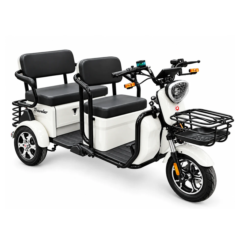 Tricicleta electrica  Rotakt Traveler motor 1200W viteza 25km/h autonomie 47km 72V/20Ah fara permis -Alb