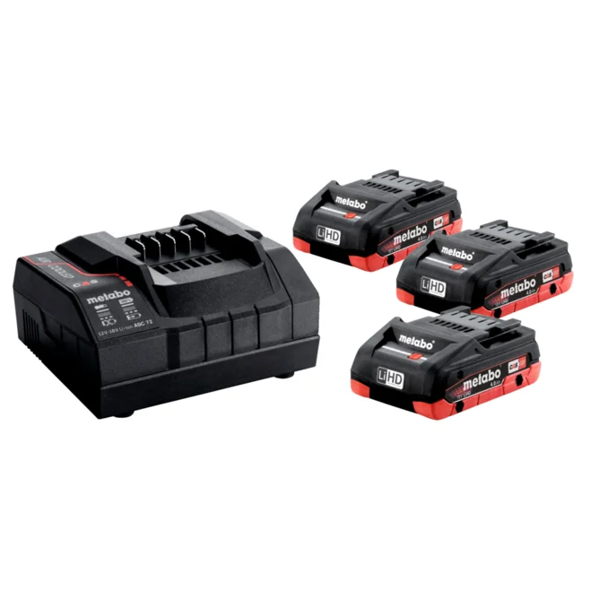 BASIC SET 18 V METABO 3x acumulatori 4.0 LiHd + incarcator ASC 72
