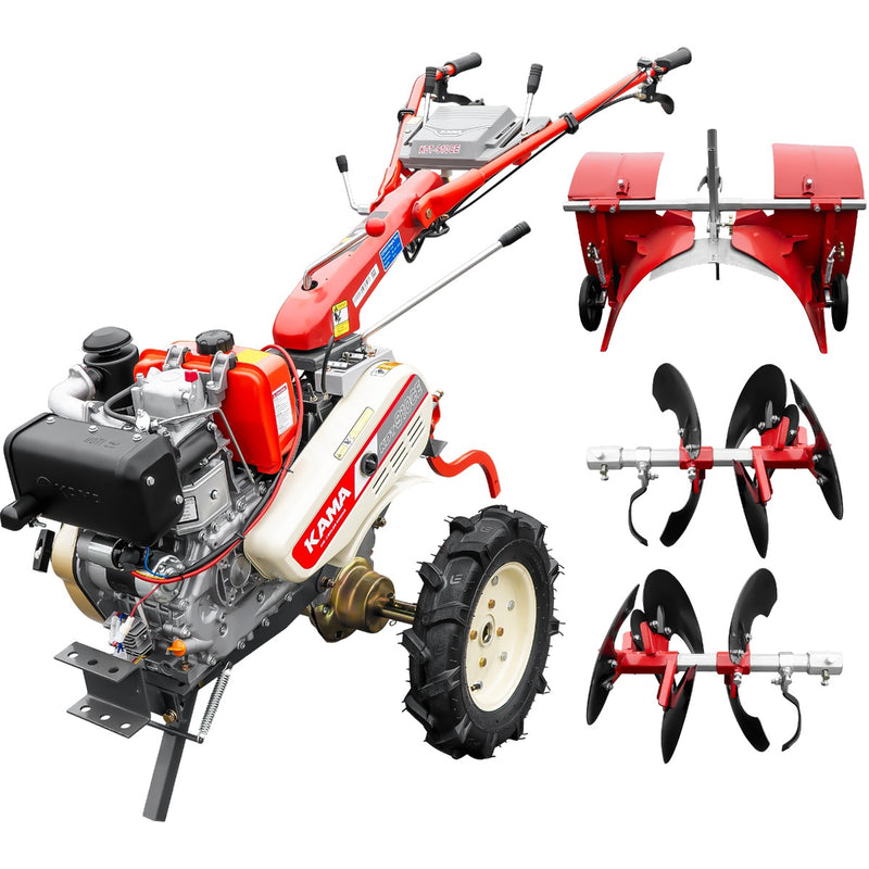 Motocultor Kama KDT 910CE diferential pornire electrica motor 9 CP Diesel 3+1 viteze roti cauciuc 4.00x10" + Dispozitiv musuroit