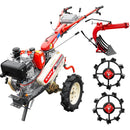 Motocultor Kama KDT 910CE diferential pornire electrica motor 9 CP Diesel 3+1 viteze roti cauciuc 4.00x10" + Plug reversibil + Set roti metalice mari 500x12