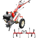 Motocultor Kama KDT 910CE diferential pornire electrica motor 9 CP Diesel 3+1 viteze roti cauciuc 4.00x10" + Set freza de adancime