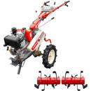 Motocultor Kama KDT 910CE diferential pornire electrica motor 9 CP Diesel 3+1 viteze roti cauciuc 4.00x10" + Set freza hexagonala