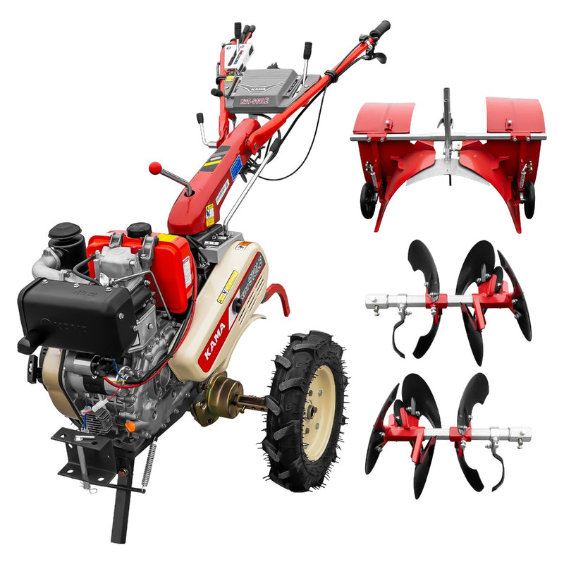 Motocultor Kama KDT 910LE diferential pornire electrica motor 9 CP Diesel 6+2 viteze roti cauciuc 4.00x10" + Dispozitiv musuroit