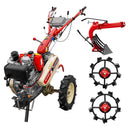 Motocultor Kama KDT 910LE diferential pornire electrica motor 9 CP Diesel 6+2 viteze roti cauciuc 4.00x10" + Plug reversibil + Set roti metalice mari 500x12
