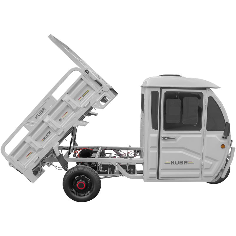 Tricicleta electrica KUBA E-KAMYONET cu cabina autonomie 80 km viteza 25 km/h basculabila obloane rabatabile putere 3000W acumulatori 72V/58Ah nu necesita permis