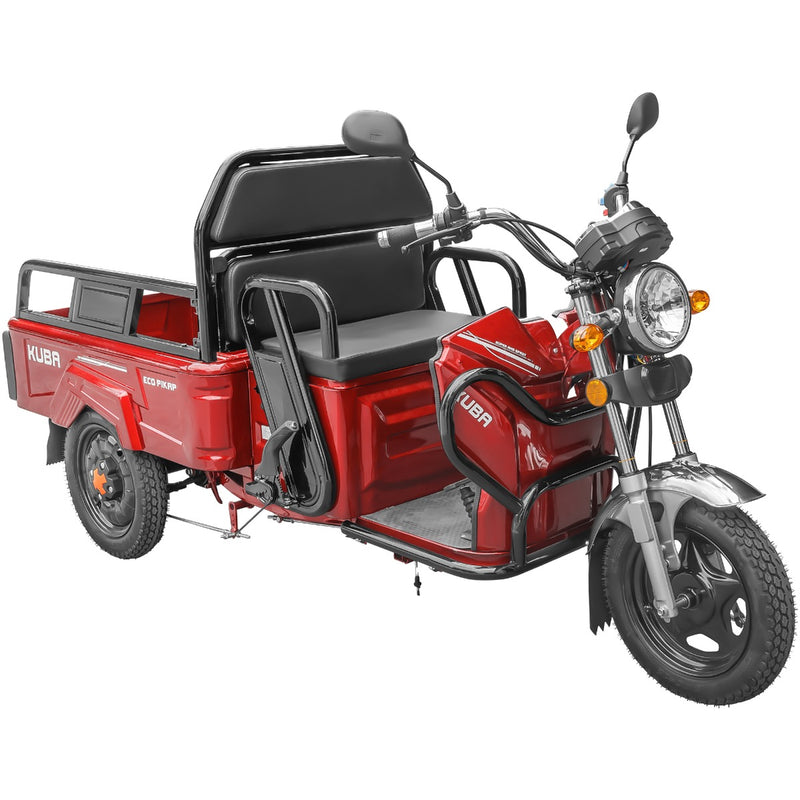 Tricicleta electrica KUBA ECOPIKAP fara permis autonomie 70 Km viteza 25 km/h  bena 105 x 60 cm basculabila putere 1500W acumulatori 72v/20Ah culoare visinie