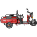 Tricicleta electrica KUBA ECOPIKAP fara permis autonomie 70 Km viteza 25 km/h  bena 105 x 60 cm basculabila putere 1500W acumulatori 72v/20Ah culoare visinie