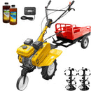 Motosapa AgroPro HS 500 motor 7 CP 2+1 viteze latime lucru 90-120 cm freze roti cauciuc 4.00x8 roata frontala tahometru remorca 2l ulei