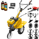 Motosapa AgroPro HS 500 motor 7 CP 2+1 viteze latime lucru 90-120 cm freze roti cauciuc 4.00x8 roata frontala tahometru roti metal plug arat rarita reglabila plug cartofi cultivator remorca cupla accesorii 2l ulei