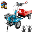 Motocultor DKD 1000B NEW motor 7 CP latime lucru 80 cm freze roti cauciuc 4.00-8 capota cu far remorca 3l ulei