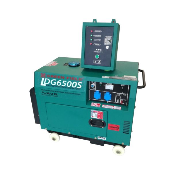 Generator de curent diesel Greenfield LDG6500S EUROV PLUS cu carcasa insonorizanta stationar monofazat 5.5 kVA automatizare trifazata