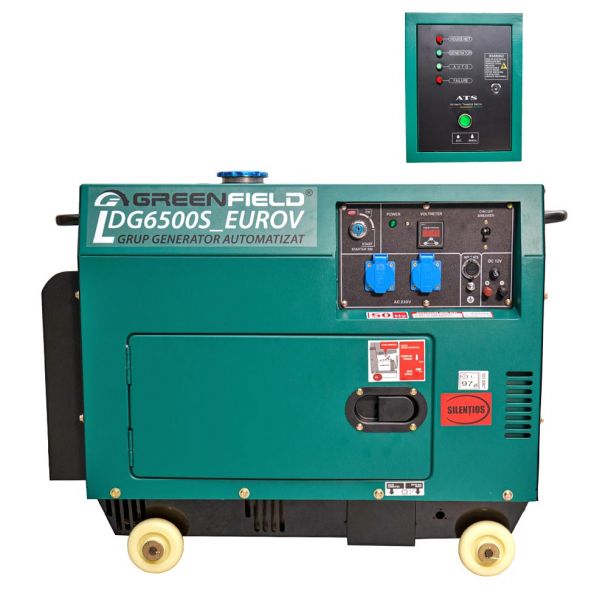 Generator de curent diesel Greenfield LDG6500S_EUROV cu carcasa insonorizanta stationar monofazat 5.5 kVA automatizare