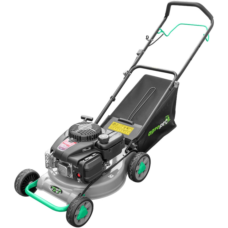 Masina de tuns gazon AgroPro AP 16H motor Loncin 3.5 CP 123 cc reglare centralizata 6 trepte latime taiere 41 cm cos 45 l 2 in 1 functii mulcire colectare
