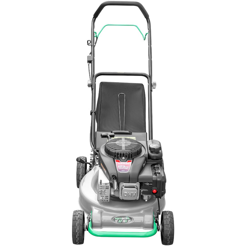 Masina de tuns gazon AgroPro AP 16H motor Loncin 3.5 CP 123 cc reglare centralizata 6 trepte latime taiere 41 cm cos 45 l 2 in 1 functii mulcire colectare