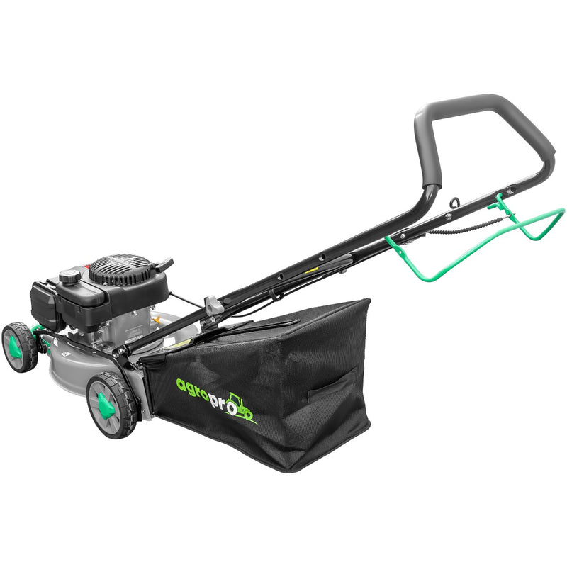 Masina de tuns gazon AgroPro AP 16H motor Loncin 3.5 CP 123 cc reglare centralizata 6 trepte latime taiere 41 cm cos 45 l 2 in 1 functii mulcire colectare