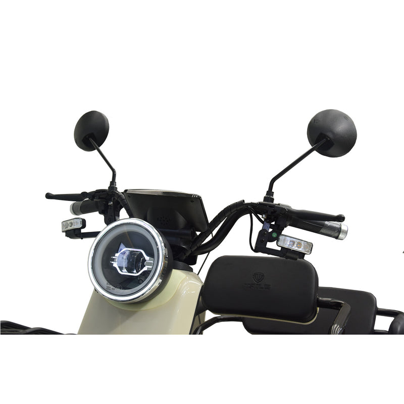 Tricicleta electrica SKY JET Master Car putere 2500 W 72V 26 AH viteza 25 km/h autonomie 45 km cu cabina fara permis culoare alb