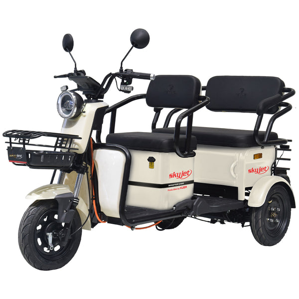 Tricicleta electrica SKY JET Master Car putere 2500 W 72V 26 AH viteza 25 km/h autonomie 45 km cu cabina fara permis culoare alb