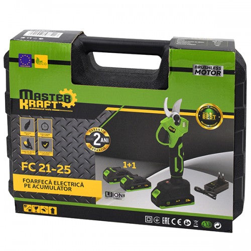 Foarfeca de gradina cu acumulator 21V Master Kraft FC 21-25 (Brushless)