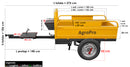 Remorca AgroPro REM 550 capacitate max 550 kg roti 4.00-12" dimensiuni bena 135x90x28 cm basculare frana mana frana picior
