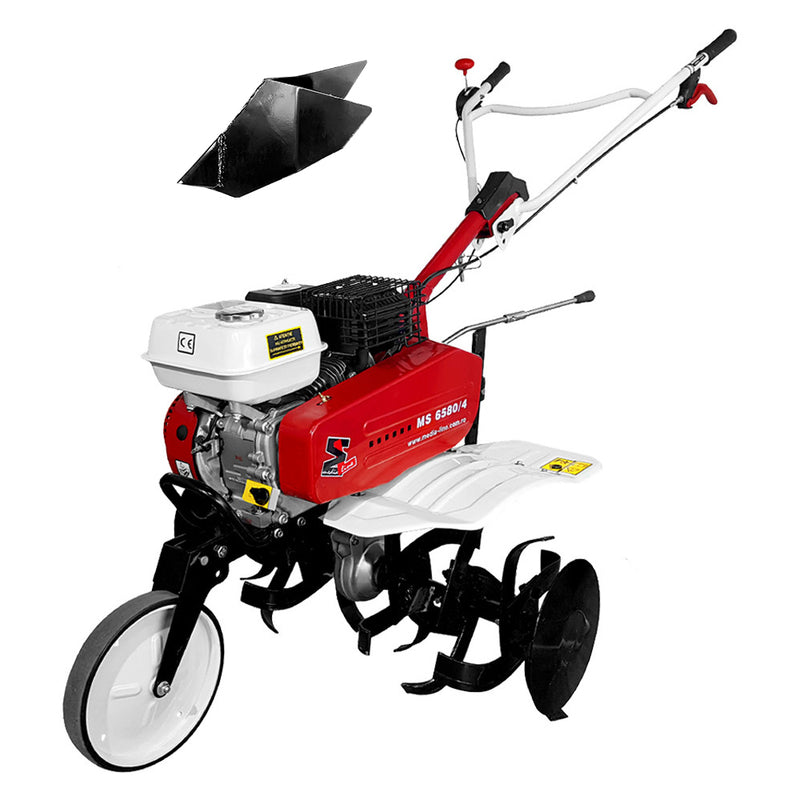 Motosapa Media Line MS 6580 motor 7 CP latime lucru 80 cm 2+1 viteze freze rarita fixa fara roti cauciuc roti metal plug arat rarita reglabila plug cartofi 2l ulei
