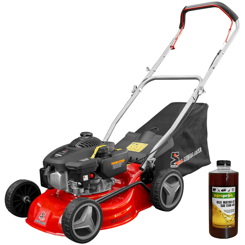 Masina gazon Media Line MG 42-150 P motor 3.5 CP OHV latime lucru 42 cm volum cos 45 l reglare centralizata 7 trepte + 1l ulei motor