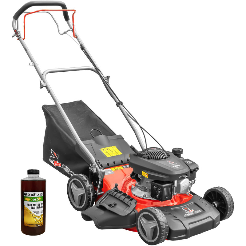 Masina gazon Media Line MG 46-150 S motor 3.5 CP benzina latime taiere 46 cm volum cos 55 L autopropulsata 5 functii + 1l ulei motor