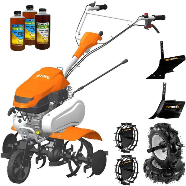 Motosapa STIHL MH 600 6CP 78cm 60kg roti cauciuc roti metal plug arat rarita reglabila uleiuri