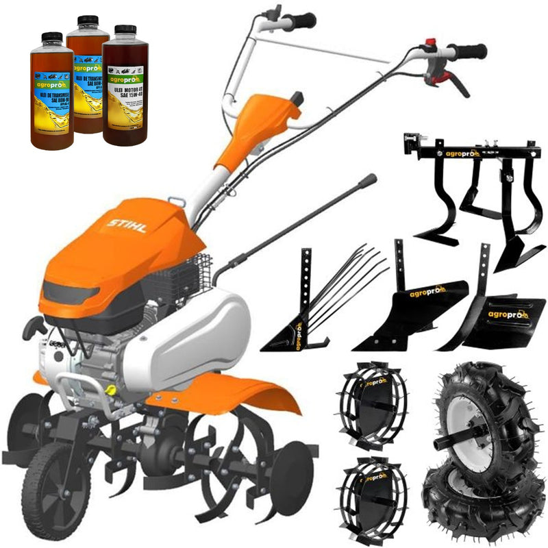 Motosapa STIHL MH 600 6CP 78cm 60kg roti cauciuc roti metal plug arat rarita reglabila plug cartofi cultivator uleiuri