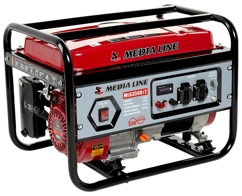 Pachet generator curent Media Line MLG 3500/2 putere 2.6 kW 230 V benzina pornire manuala AVR rezervor 15 L+ Ulei pentru motoare 4T AgroPro