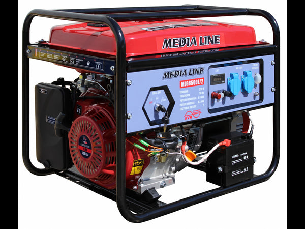 Generator curent Media Line MLG 6500E/2 putere 6.5kW 230 V benzina pornire electrica AVR rezervor 25L
